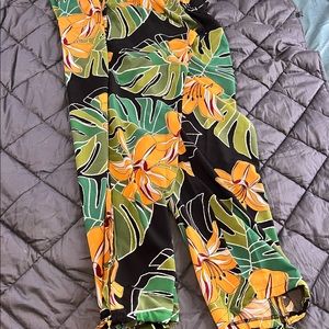 Cropped floral tie-bottom pants - Shein 4XL so normal 2X